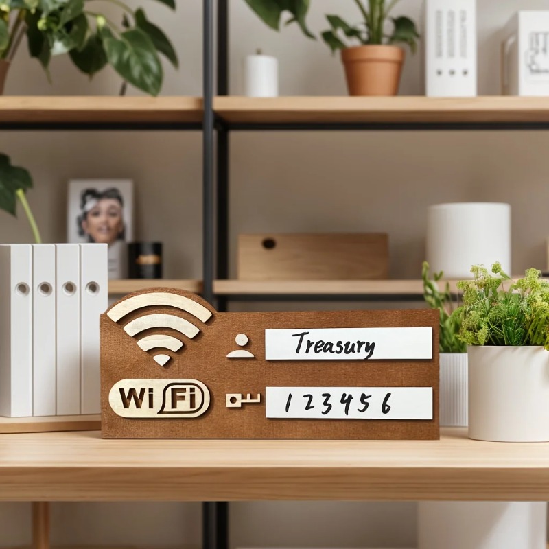 Airbnb Smart Home - Drewniana tabliczka WiFi z możliwością wymazania,