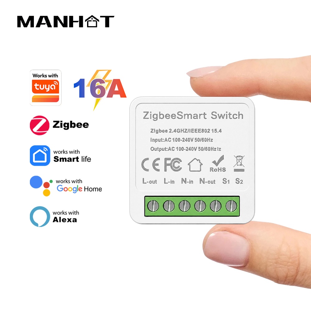 Smart Home Google - Moduł przełącznika Manhot ZigBee 3.0, 16A,