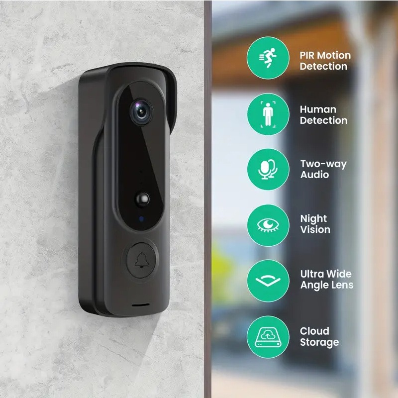 Smart Home Video Doorbell - Zewnętrzny bezprzewodowy dzwonek do drzwi z