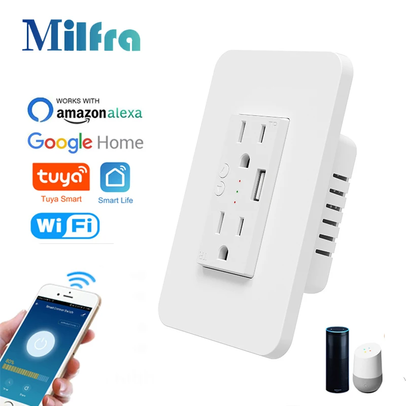 Smart Home Europe - Milfra Wifi Smart Socket Double Wall