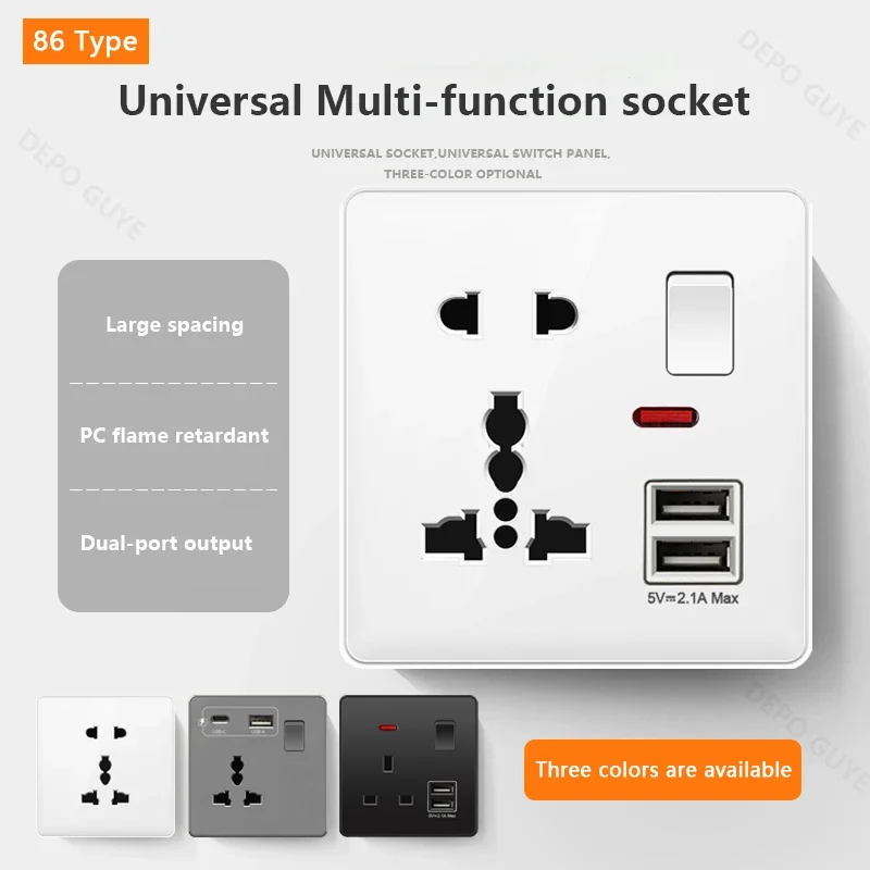 Smart Home Europe - Uniwersalne 5-pinowe podwójne gniazdo ładowania USB,