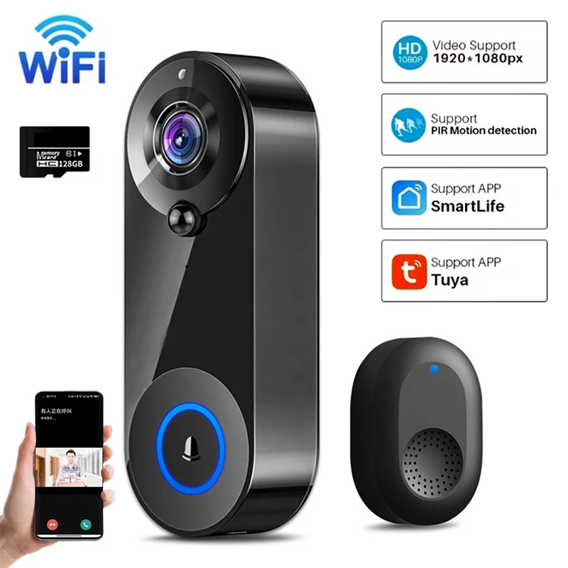 Smart Home Video Doorbell Enhanced Security With Smart Doorbell - Kamera dzwonkowa Tuya 1080P WiFi, inteligentny