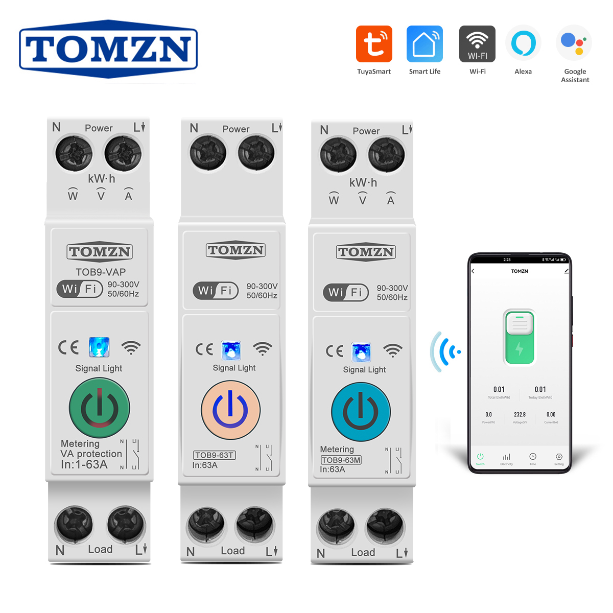 Smart Home Energy Monitor - TOMZN 63A 1P + N WIFI