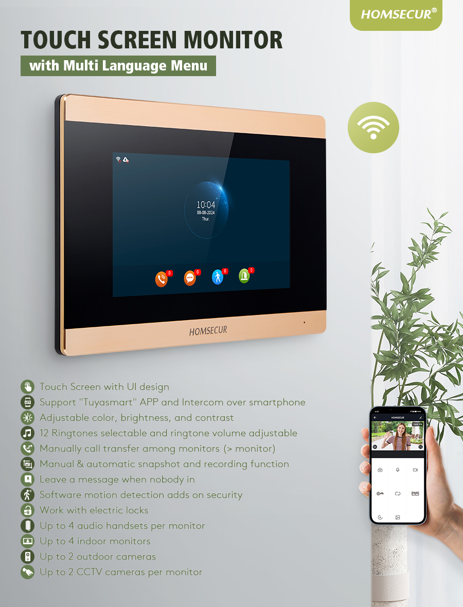 Monitor wewnętrzny HOMSECUR BA – Video Doorbell recenzja i cena
