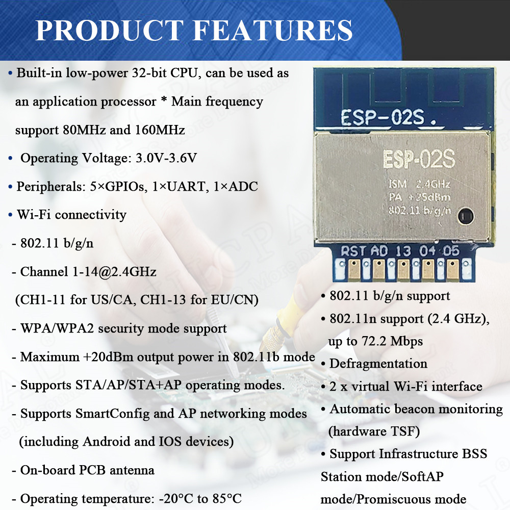 ESP-02S szeregowy bezprzewodow – Smart Home Esp8266 recenzja i cena