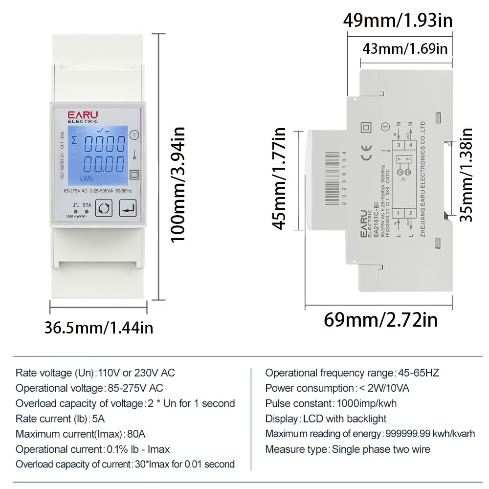 EARU AC 110V 220V 50/60Hz 80A  – Smart Home Energy Monitor recenzja i cena